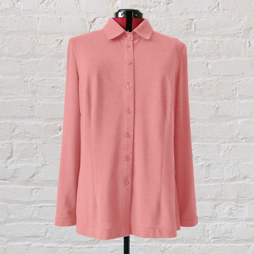 Rožiniai klasikinio stiliaus moteriški marškinukai
