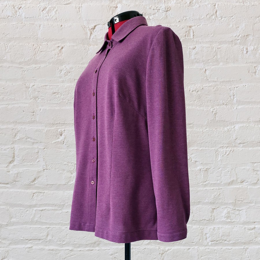Violetiniai klasikinio stiliaus moteriški marškinukai