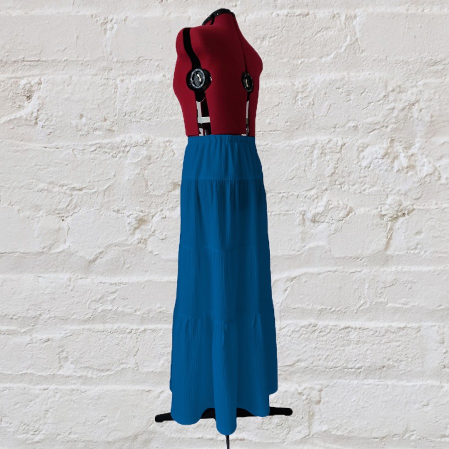 Mėlynas ilgas muslino sijonas