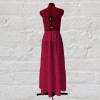 Raudonas ilgas muslino sijonas